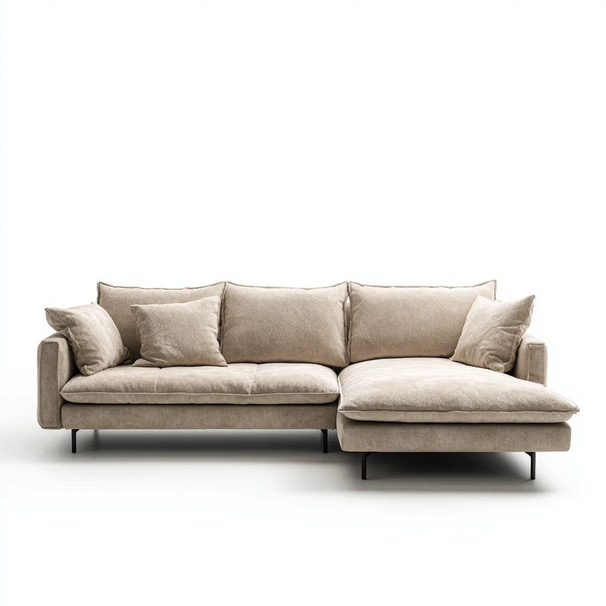 Divano angolare con chaise longue destra beige 280 x 165 x 85 cm in poliestere