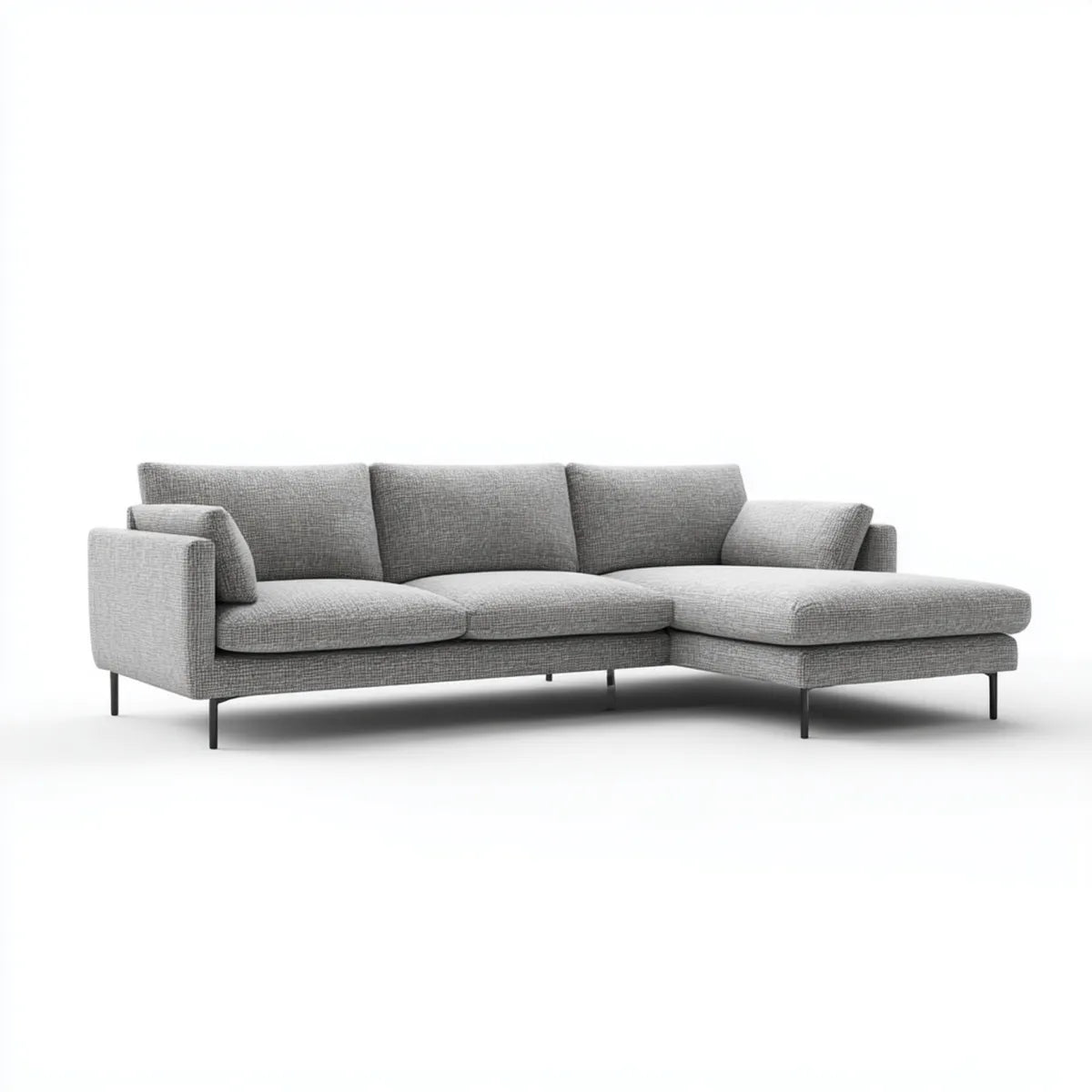 Divano angolare con chaise longue grigio in poliestere a L 270 x 160 x 85 cm