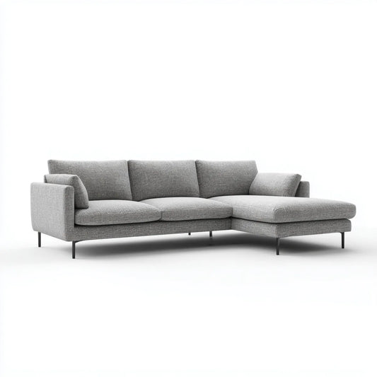 Divano angolare con chaise longue grigio in poliestere a L 270 x 160 x 85 cm