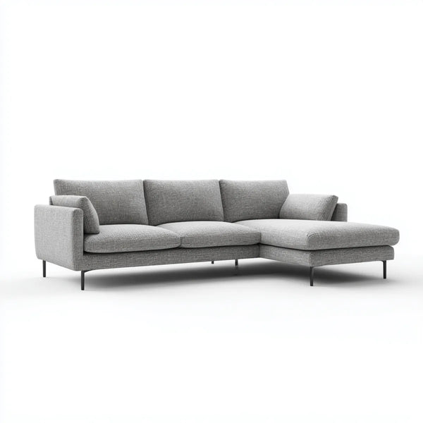 Divano angolare con chaise longue grigio in poliestere a L 270 x 160 x 85 cm