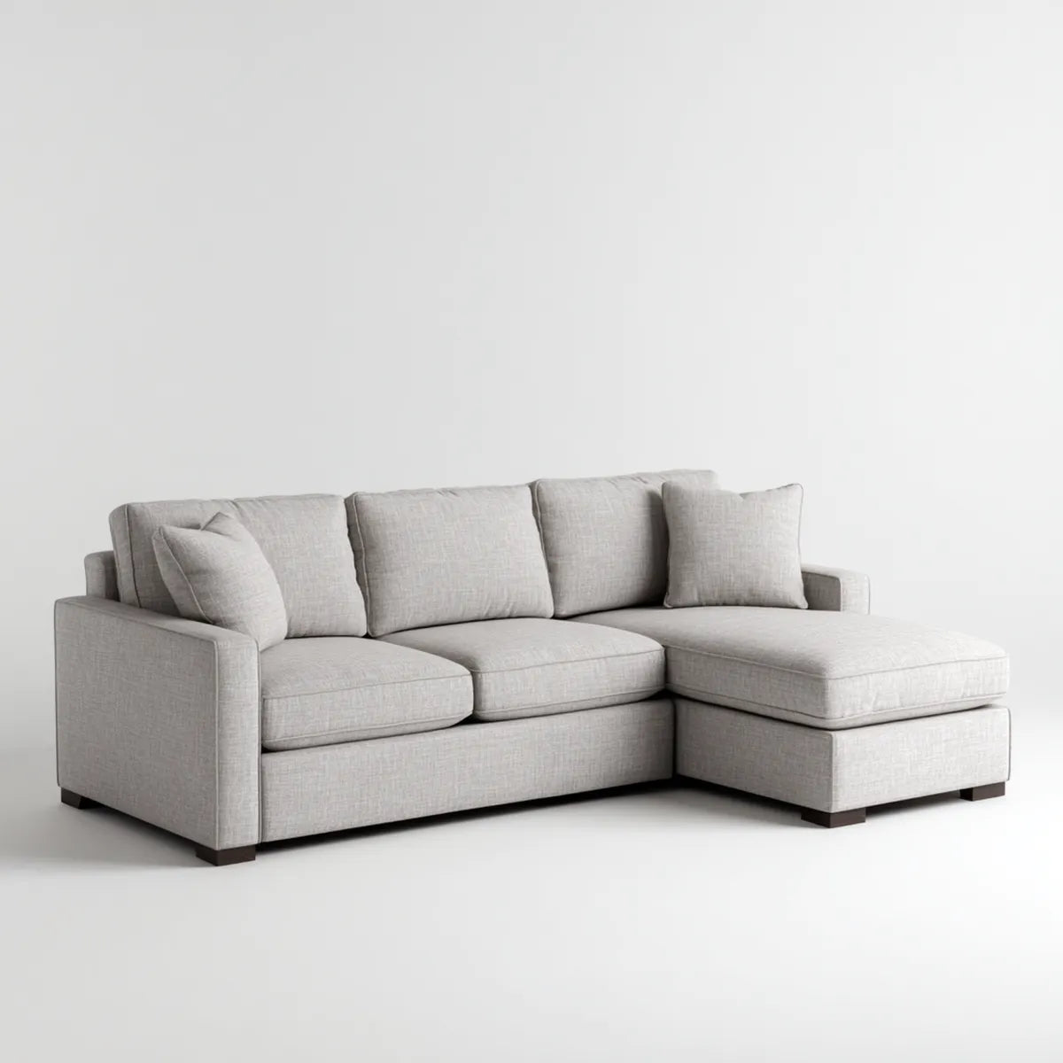Divano angolare 3 posti grigio chiaro con chaise longue destra 250 x 160 x 85 cm in poliestere forma a L