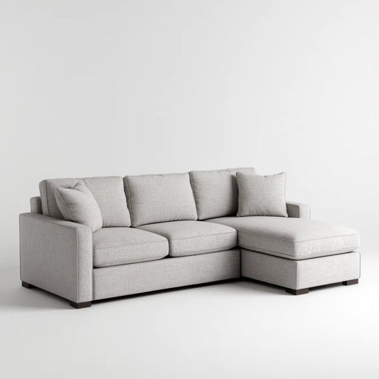 Divano angolare 3 posti grigio chiaro con chaise longue destra 250 x 160 x 85 cm in poliestere forma a L