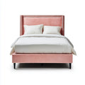 Letto matrimoniale imbottito rosa in velluto di poliestere rettangolare 160 x 200 cm