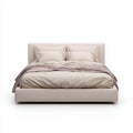 Letto matrimoniale imbottito beige 160 x 200 cm in poliestere rettangolare