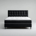 Letto matrimoniale imbottito nero 160 x 200 cm in similpelle PU rettangolare con materasso