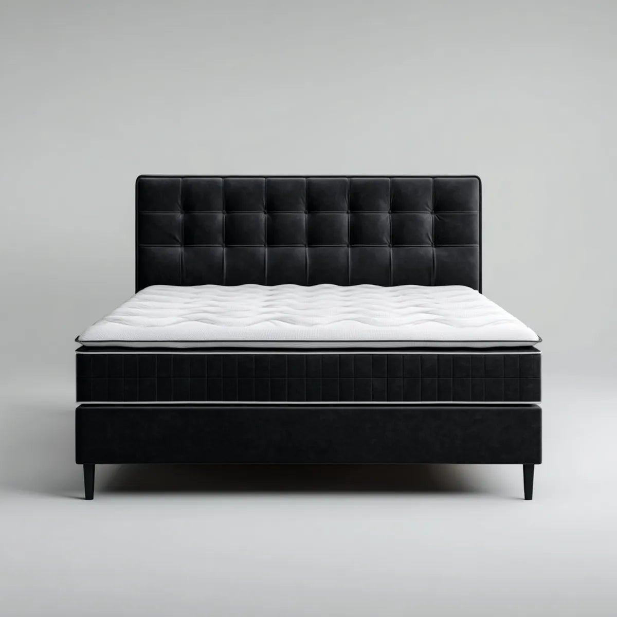 Letto matrimoniale imbottito nero 160 x 200 cm in similpelle PU rettangolare con materasso
