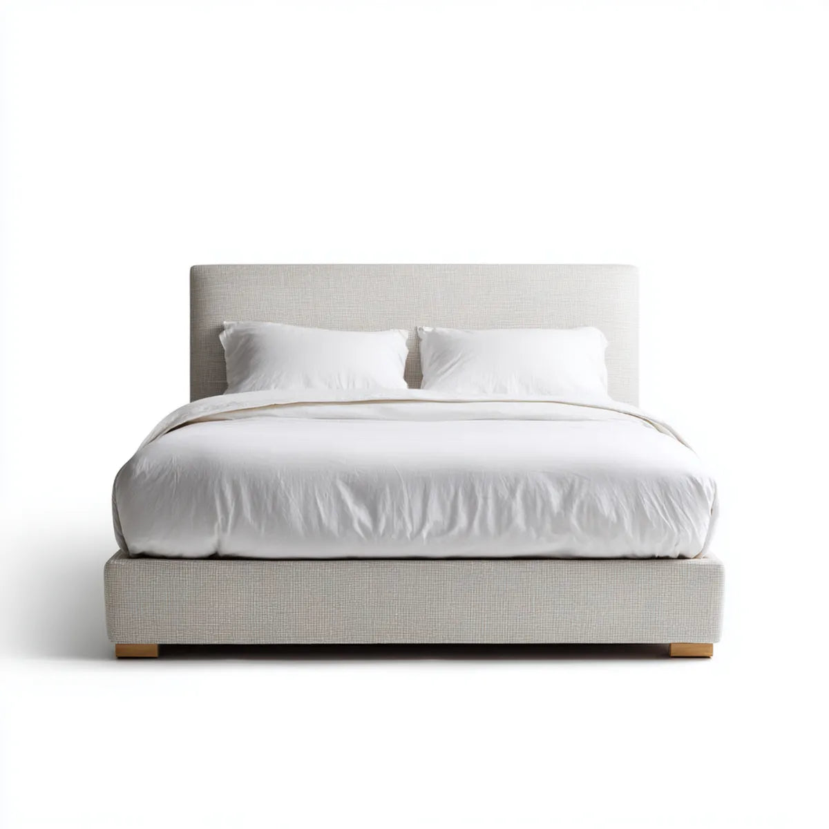 Letto matrimoniale imbottito beige 160 x 200 cm in poliestere rettangolare