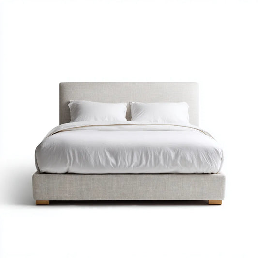 Letto matrimoniale imbottito beige 160 x 200 cm in poliestere rettangolare