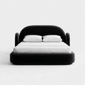 Letto matrimoniale imbottito nero 180 x 200 cm in velluto di poliestere con testiera arrotondata