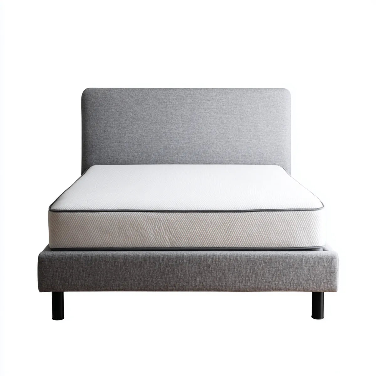 Letto matrimoniale imbottito grigio con materasso 160 x 200 cm in poliestere rettangolare