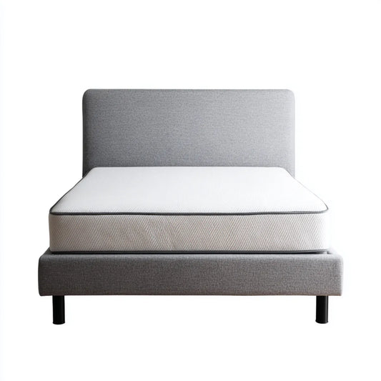 Letto matrimoniale imbottito grigio con materasso 160 x 200 cm in poliestere rettangolare
