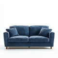Divano 2 posti blu in velluto a coste con piedi in legno massello 160 x 88 x 85 cm