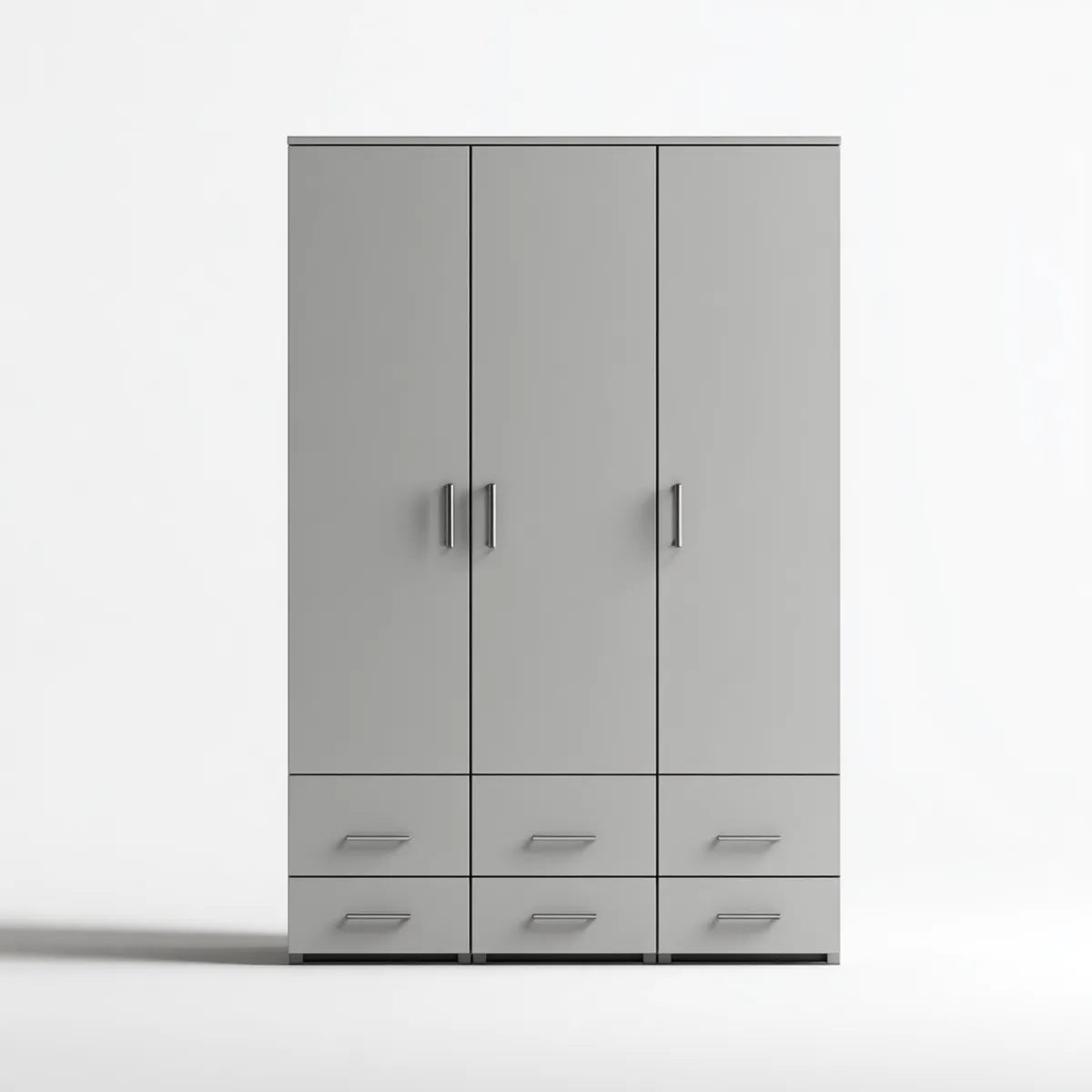Armadio guardaroba 3 ante 6 cassetti grigio 120 x 50 x 200 cm MDF rettangolare