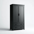 Armadio guardaroba 2 ante con 2 cassetti nero in MDF rettangolare 100 x 55 x 200 cm