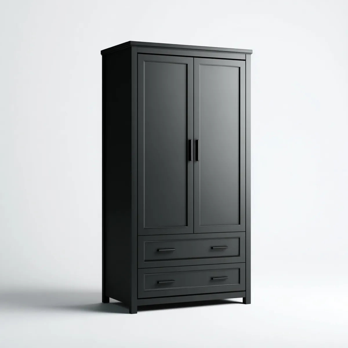 Armadio guardaroba 2 ante con 2 cassetti nero in MDF rettangolare 100 x 55 x 200 cm