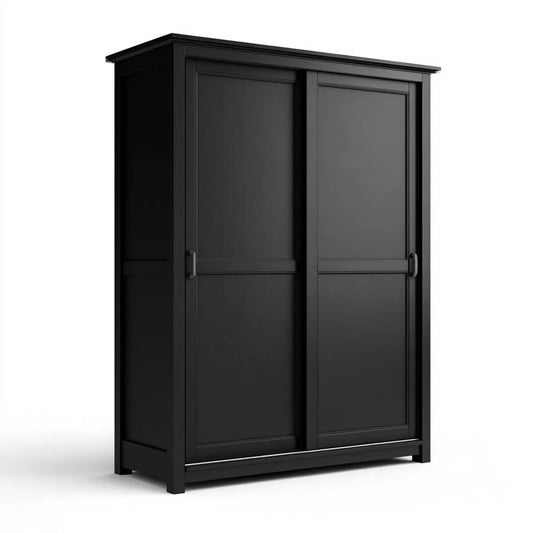 Armadio guardaroba nero a 2 ante scorrevoli in MDF 120 x 60 x 190 cm rettangolare