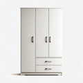 Armadio guardaroba 3 ante con 2 cassetti bianco 120 x 52 x 200 cm in pannello truciolare nobilitato rettangolare