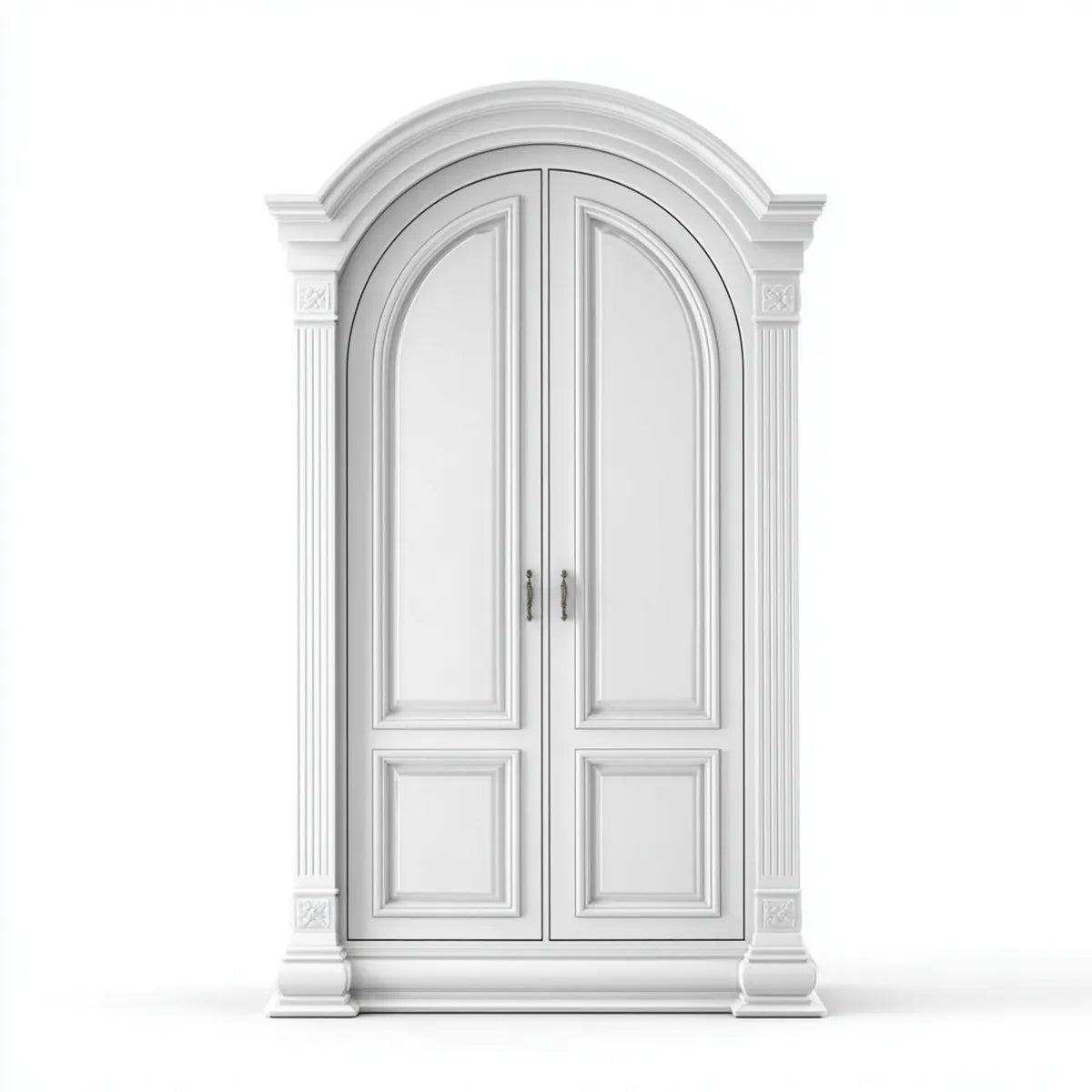 Armadio guardaroba a 2 ante bianco 140 x 60 x 240 cm in MDF con profilo ad arco
