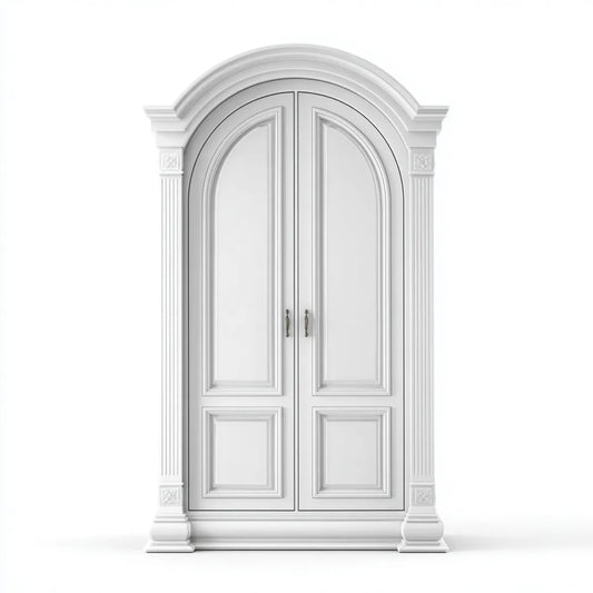 Armadio guardaroba a 2 ante bianco 140 x 60 x 240 cm in MDF con profilo ad arco