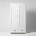Armadio guardaroba bianco a 2 ante con cassetto 80 x 52 x 180 cm in pannello truciolare rettangolare