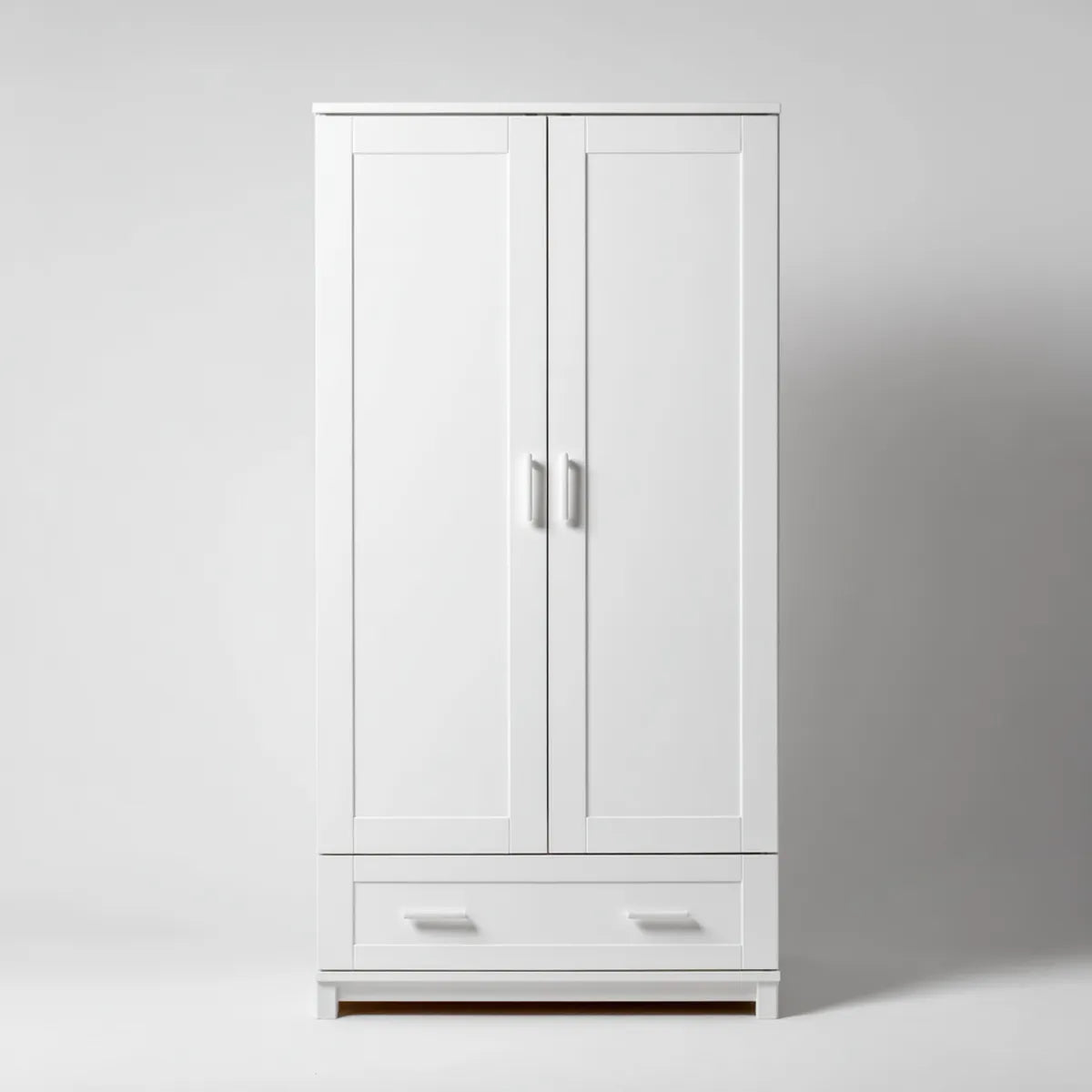 Armadio guardaroba bianco a 2 ante con cassetto 80 x 52 x 180 cm in pannello truciolare rettangolare