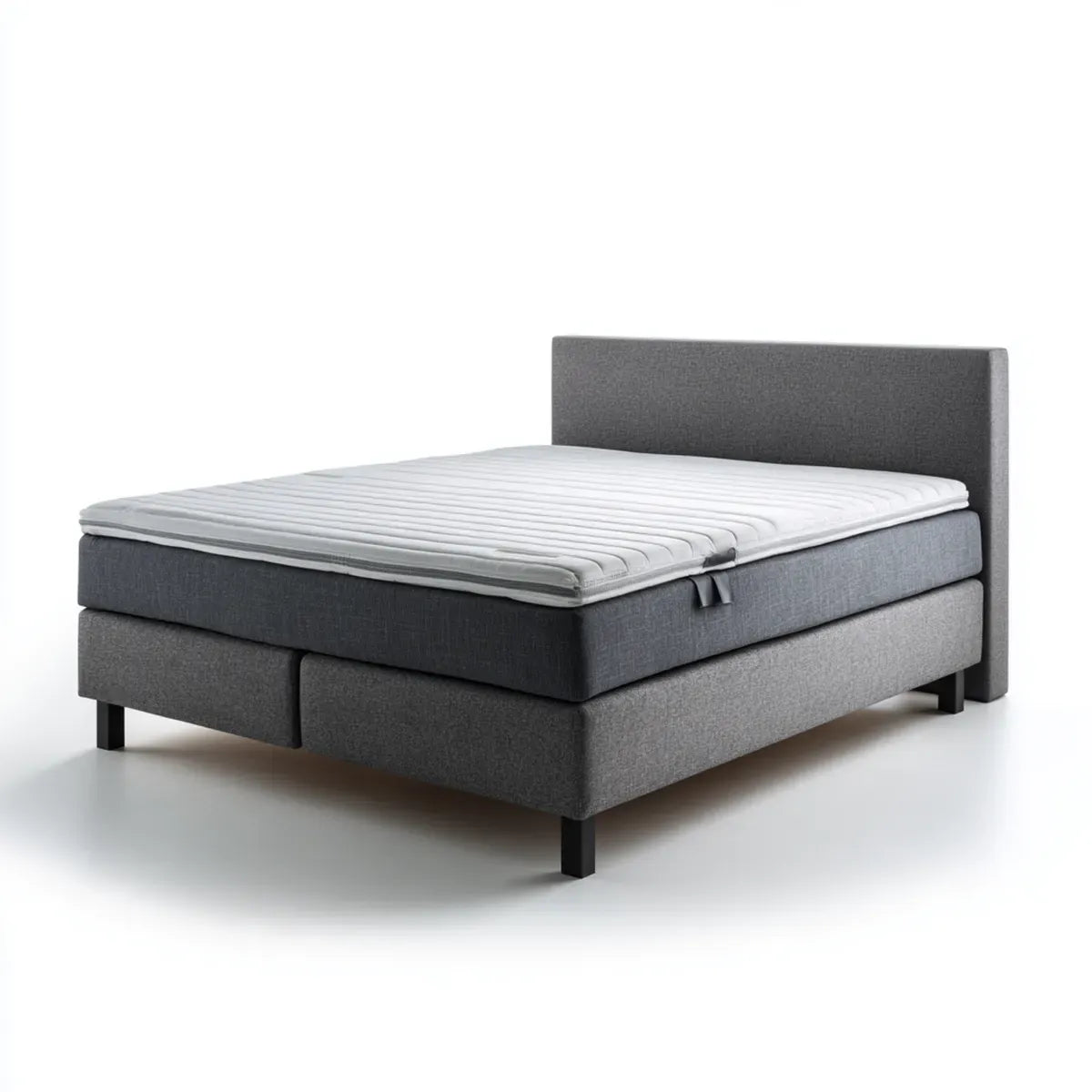 Letto matrimoniale contenitore con materasso grigio antracite 160 x 200 cm rivestito in poliestere rettangolare