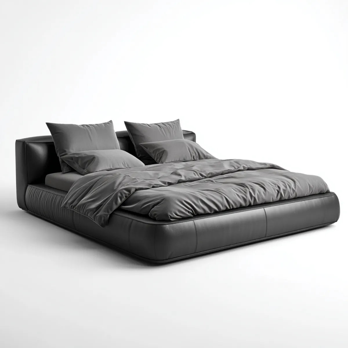 Letto matrimoniale imbottito nero 180 x 200 cm in similpelle PU rettangolare