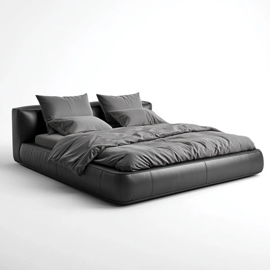Letto matrimoniale imbottito nero 180 x 200 cm in similpelle PU rettangolare