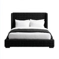 Letto matrimoniale imbottito nero 160 x 200 cm in poliestere rettangolare
