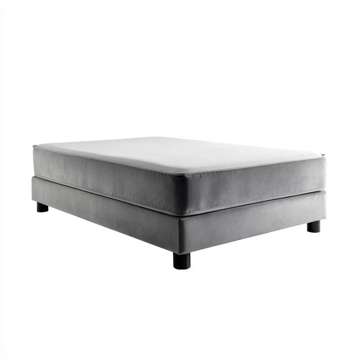 Letto matrimoniale imbottito con materasso grigio 160 x 200 cm in poliestere rettangolare